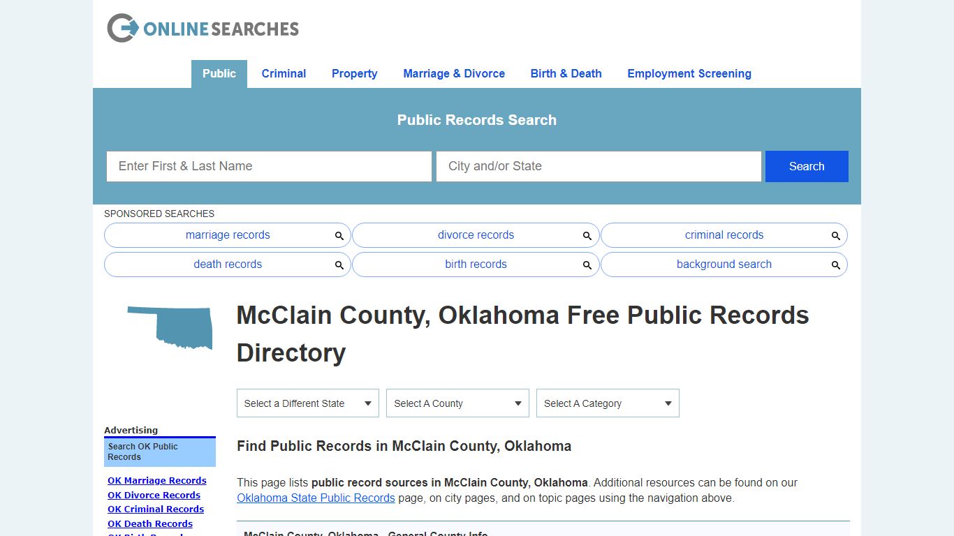 McClain County, Oklahoma Public Records Directory