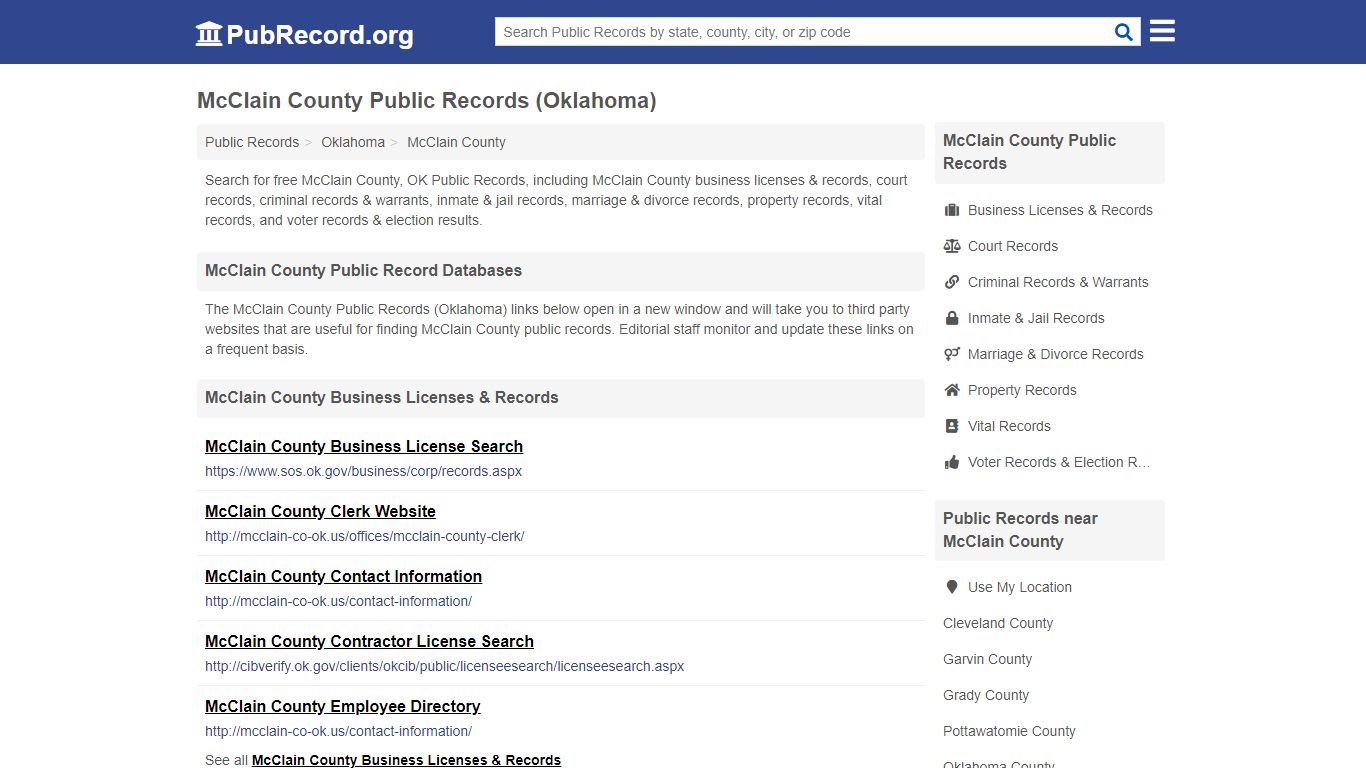 McClain County Public Records (Oklahoma) - PubRecord.org