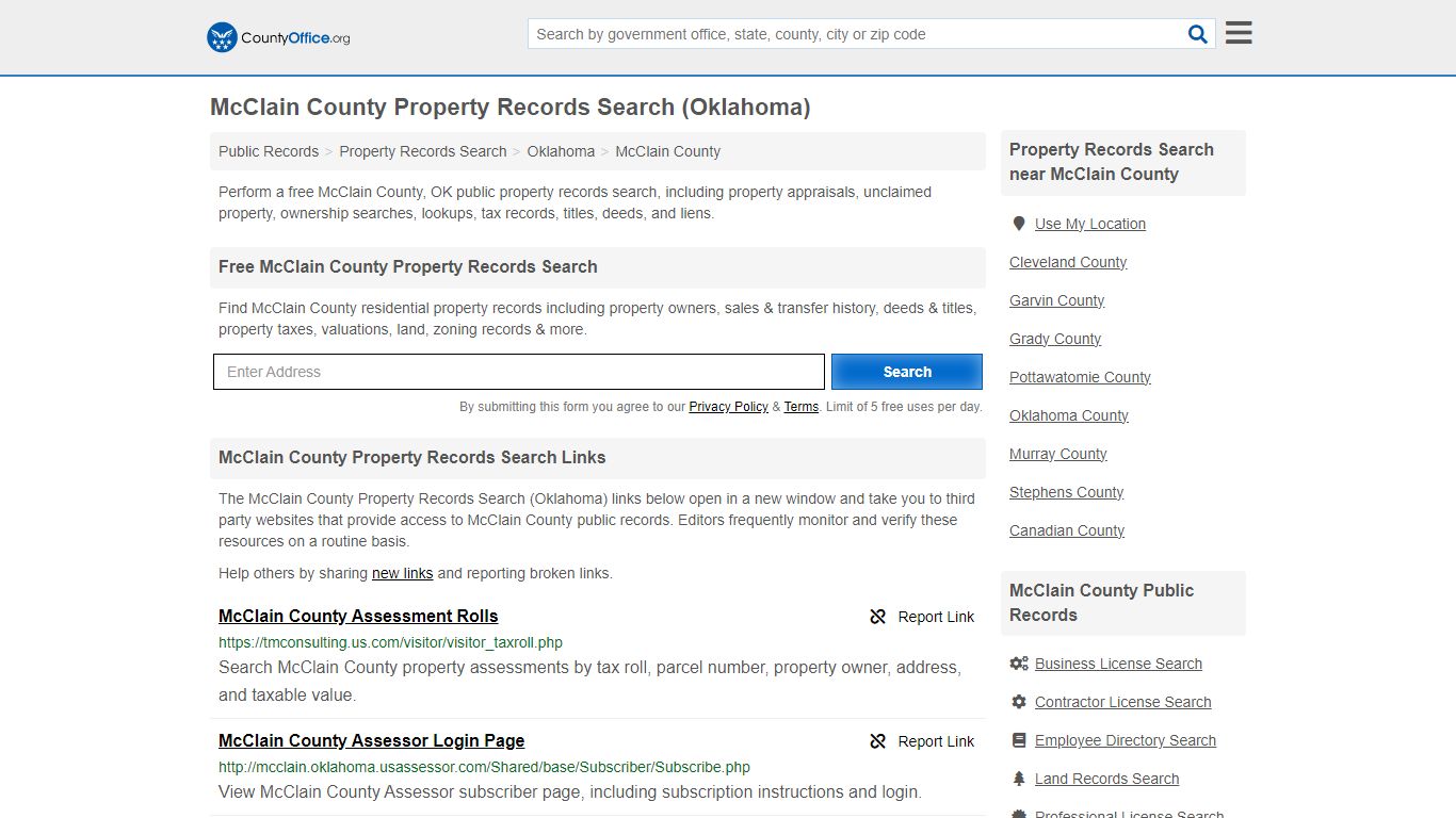 McClain County Property Records Search (Oklahoma) - County Office